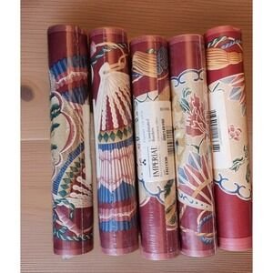 Vintage Imperial Wallpaper Border 6 Rolls Geisha Japanese Fans Floral 30 Yards+